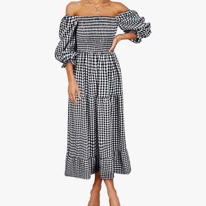 NWOT Gingham Cottagecore Off Should Midi D…